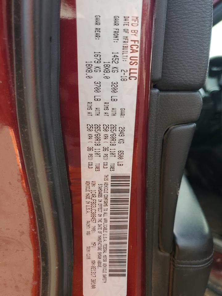2018 Jeep Grand Cherokee VIN 1C4RJFBG3JC308457 Copart auction photo, mechanical / minor dent/scratches damage thumbnail 13