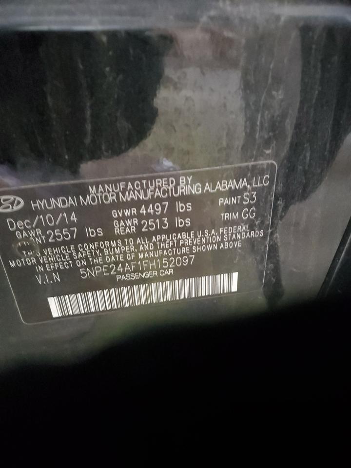 2015 Hyundai Sonata VIN 5NPE24AF1FH152097 Copart auction photo, hail / minor dent/scratches damage thumbnail 12