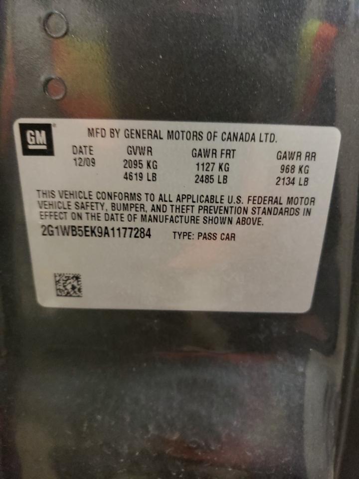 2010 Chevrolet Impala VIN 2G1WB5EK9A1177284 Copart auction photo, side / rear end damage thumbnail 14