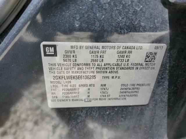 2014 GMC Terrain VIN 2GKFLWEK5E6136285 Copart auction photo, top/roof damage thumbnail 12