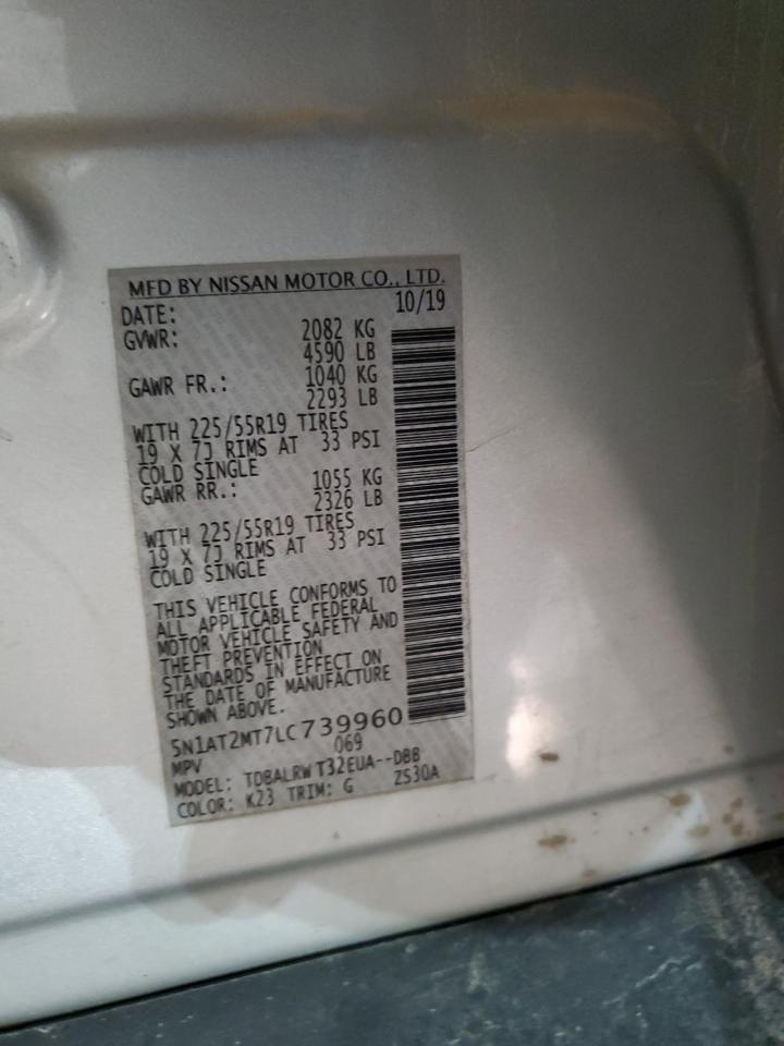 2020 Nissan Rogue VIN 5N1AT2MT7LC739960 Copart auction photo, front end / minor dent/scratches damage thumbnail 14