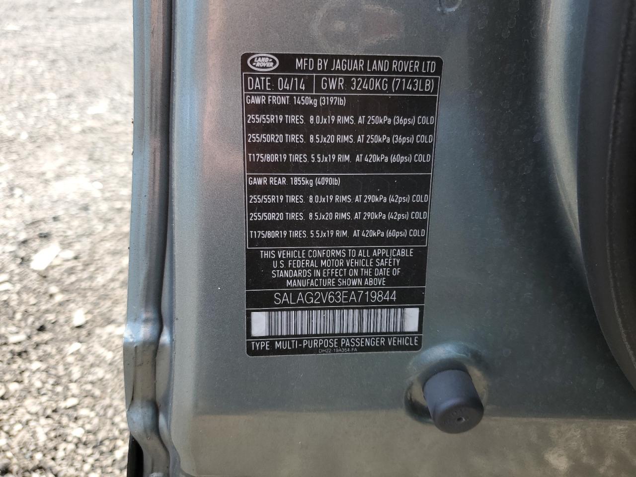 2014 Land Rover LR4 VIN SALAG2V63EA719844 Copart auction photo, front end damage thumbnail 15