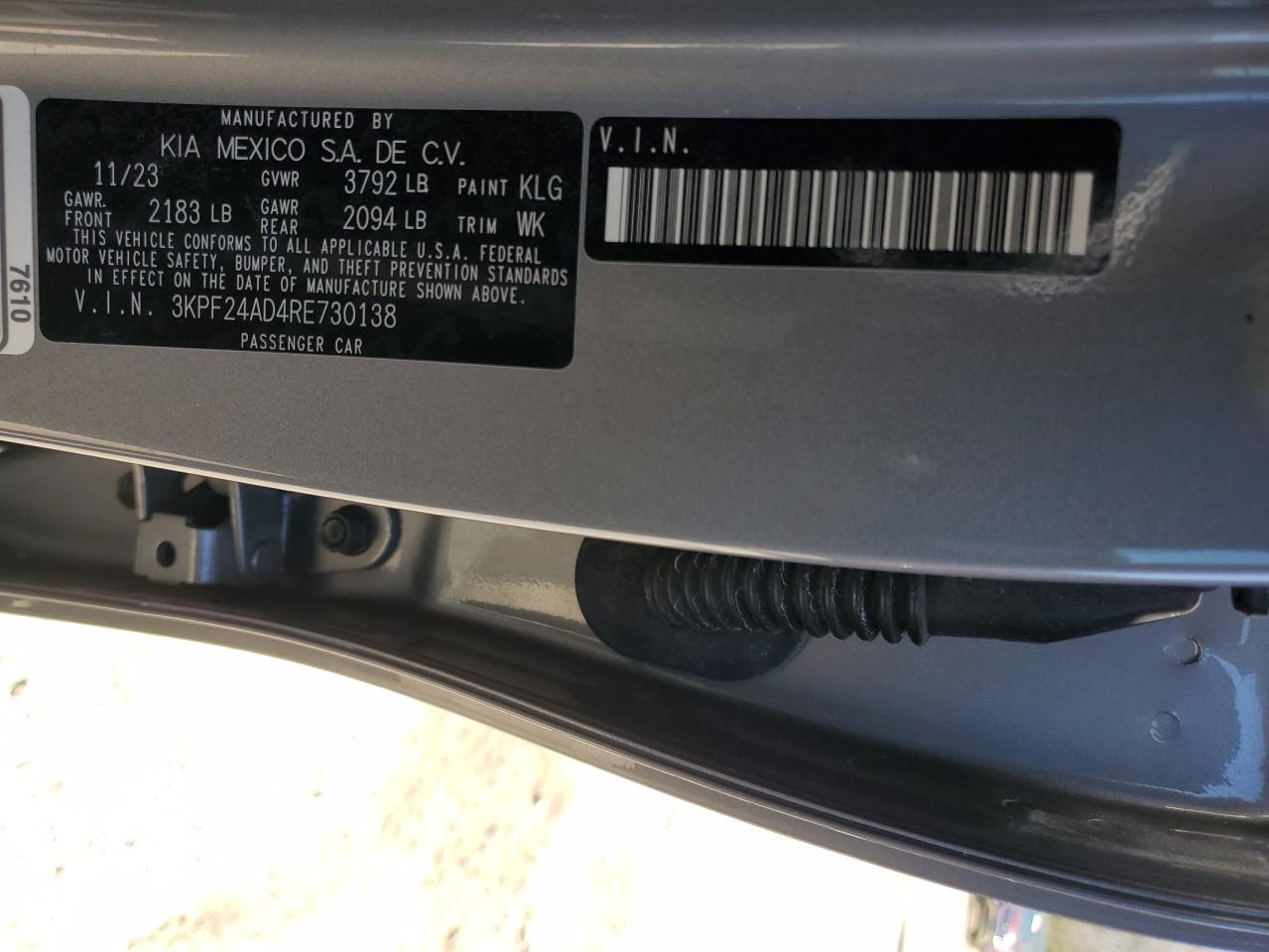 2024 KIA Forte VIN 3KPF24AD4RE730138 Copart auction photo, front end damage thumbnail 14