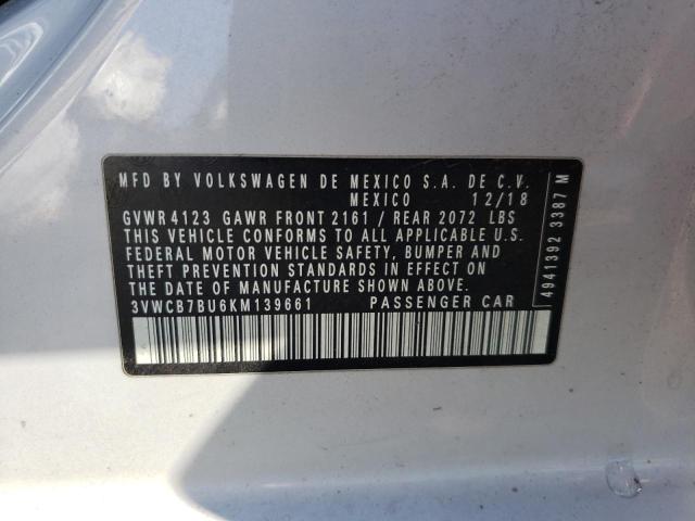 2019 Volkswagen Jetta VIN 3VWCB7BU6KM139661 Copart auction photo, front end / side damage thumbnail 13