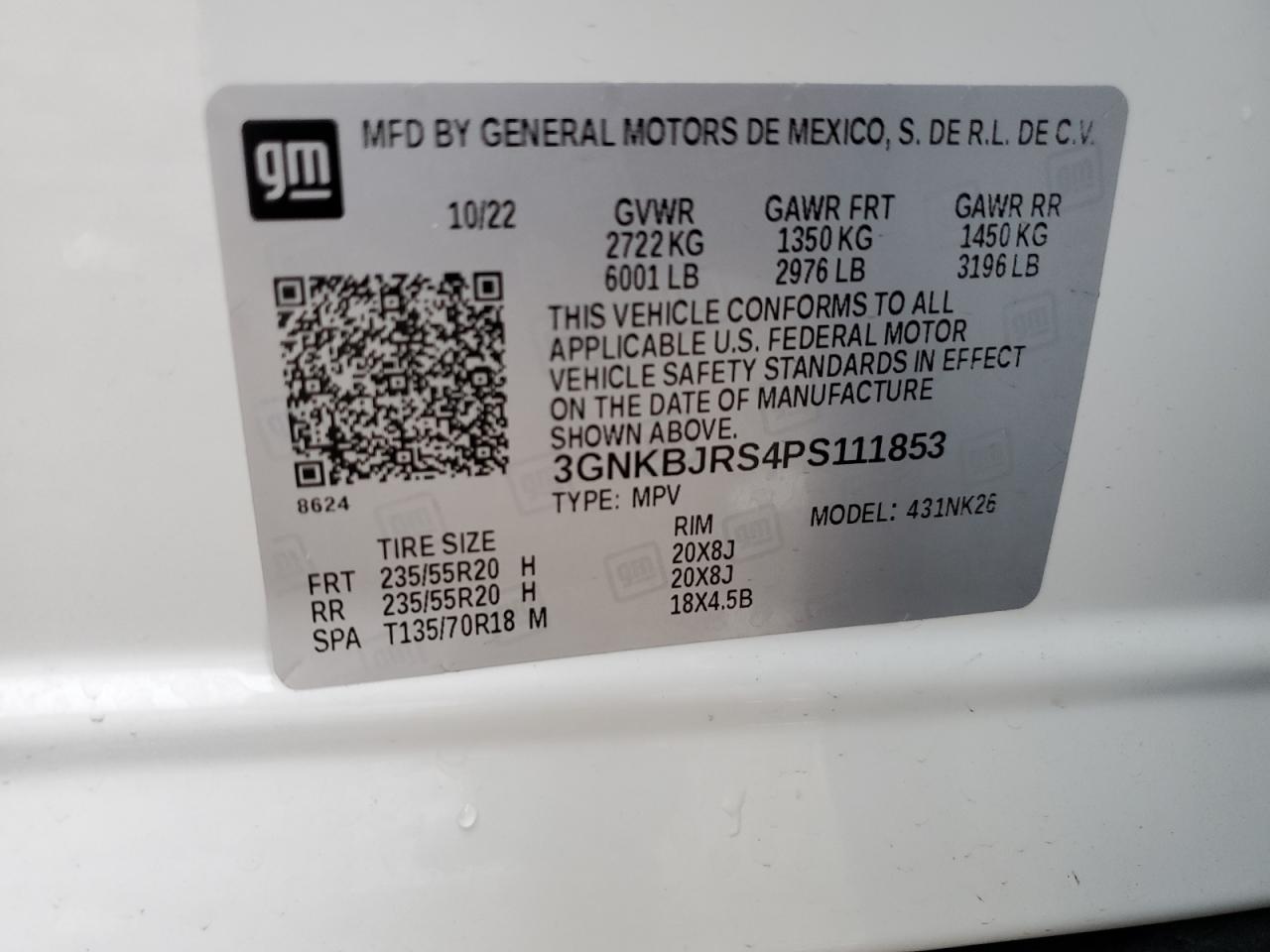 2023 Chevrolet Blazer VIN 3GNKBJRS4PS111853 Copart auction photo, front end damage thumbnail 13