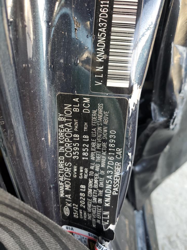 2013 KIA Rio VIN KNADN5A37D6118930 Copart auction photo, all over damage thumbnail 12