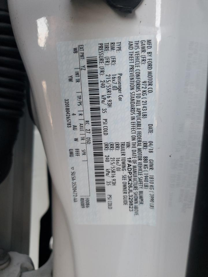 2018 Ford Focus VIN 1FADP3K26JL329823 Copart auction photo, side / rear end damage thumbnail 13