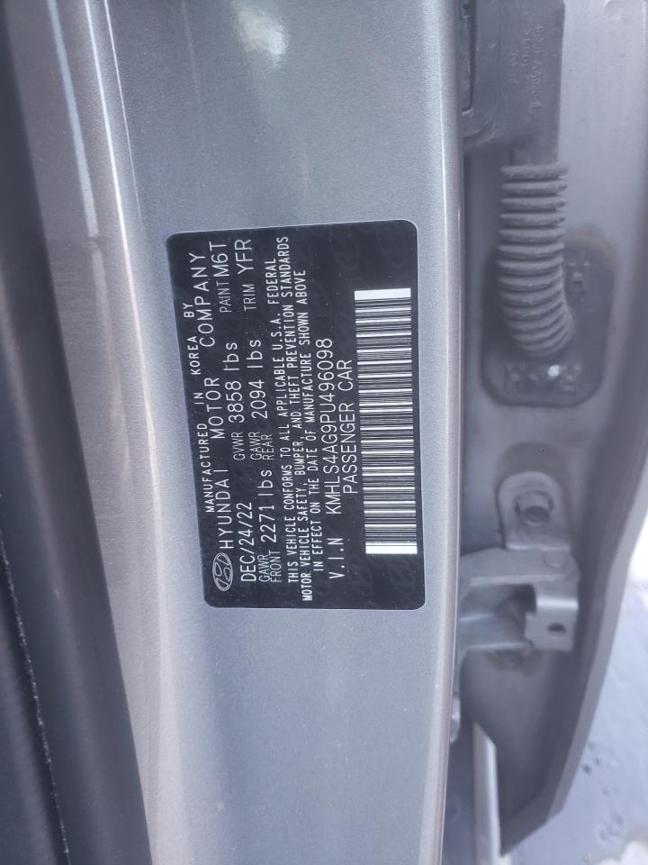 2023 Hyundai Elantra VIN KMHLS4AG9PU496098 Copart auction photo, side / front end damage thumbnail 12