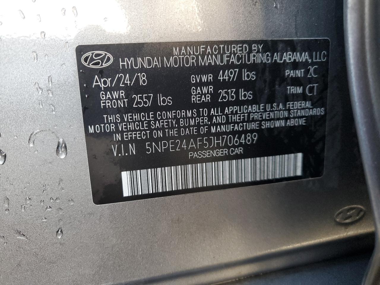 2018 Hyundai Sonata VIN 5NPE24AF5JH706489 Copart auction photo, front end / rear end damage thumbnail 12