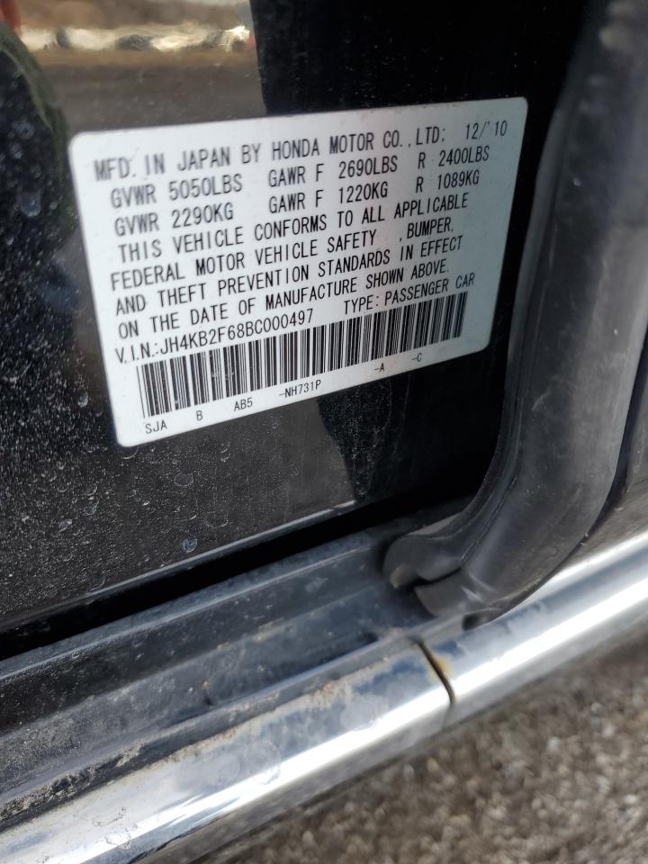 2011 Acura RL VIN JH4KB2F68BC000497 Copart auction photo, front end / side damage thumbnail 12