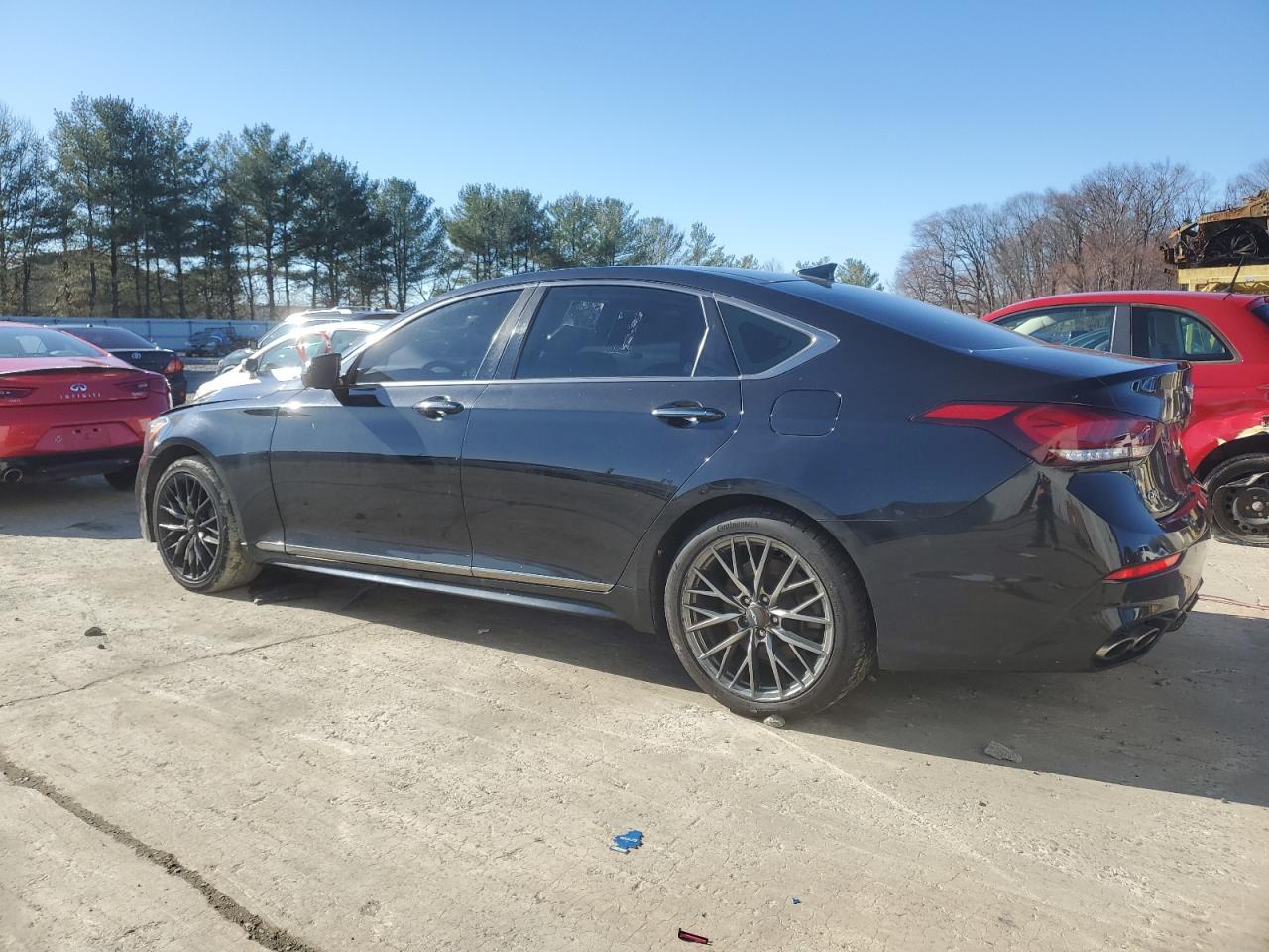2018 Genesis G80 VIN KMHGN4JB0JU249217 Copart auction photo, front end / rear end damage thumbnail 2