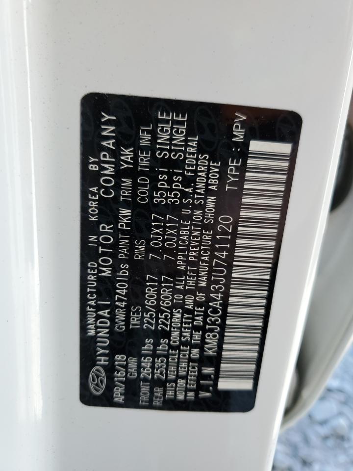 2018 Hyundai Tucson VIN KM8J3CA43JU741120 Copart auction photo, side damage thumbnail 13