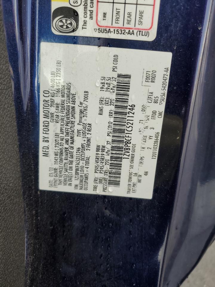 2012 Ford Mustang VIN 1ZVBP8CF1C5211246 Copart auction photo, front end / side damage thumbnail 13