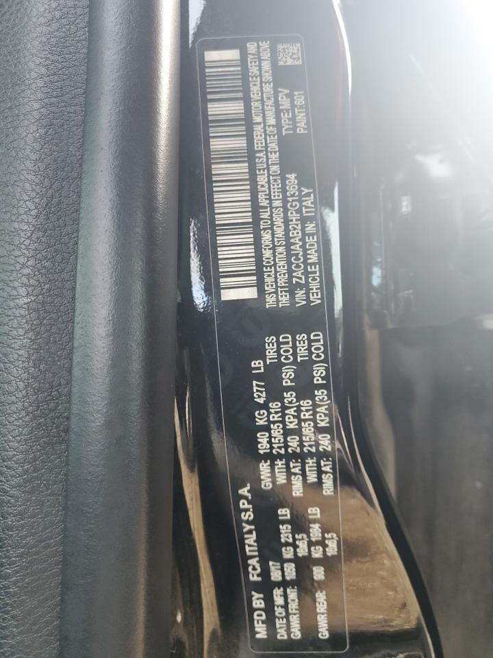 2017 Jeep Renegade VIN ZACCJAAB2HPG13694 Copart auction photo, front end damage thumbnail 13