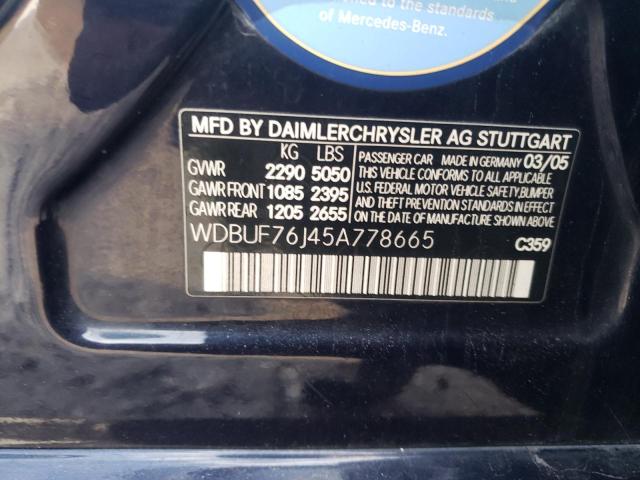 2005 Mercedes-Benz E-klasse VIN WDBUF76J45A778665 Copart auction photo, rear end / undercarriage damage thumbnail 12