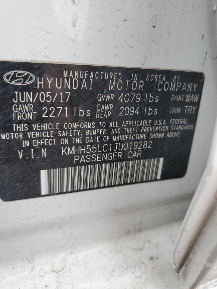 2018 Hyundai Elantra VIN KMHH55LC1JU019282 Copart auction photo, front end damage thumbnail 13