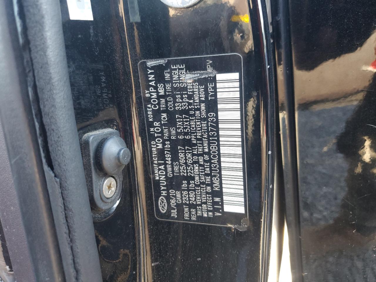 2011 Hyundai Tucson VIN KM8JU3AC0BU137739 Copart auction photo, front end damage thumbnail 13