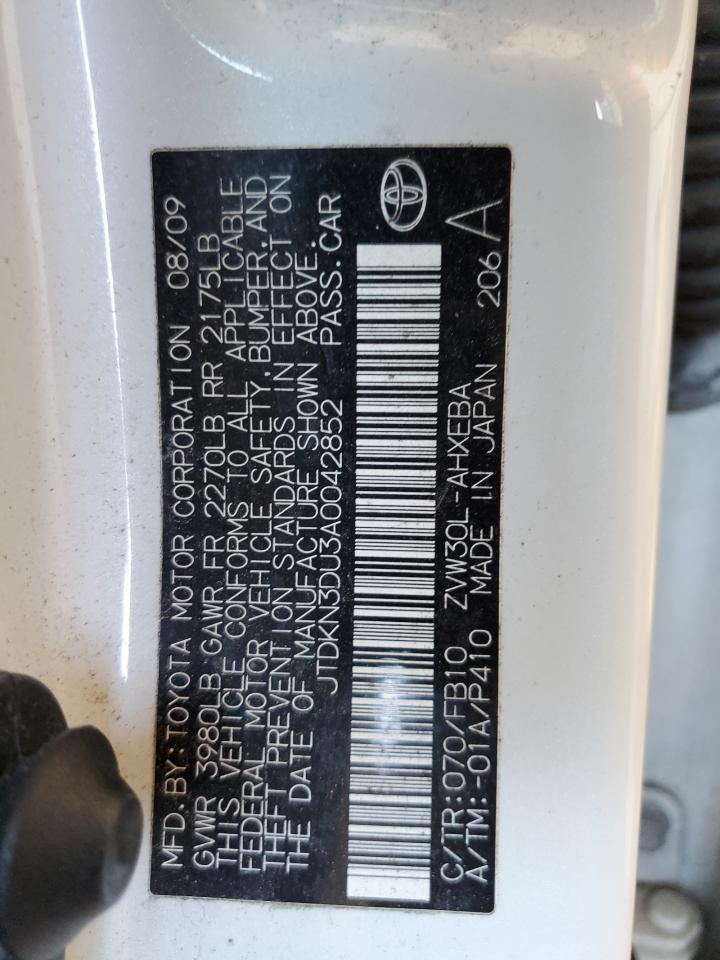 2010 Toyota Prius VIN JTDKN3DU3A0042852 Copart auction photo, front end damage thumbnail 12