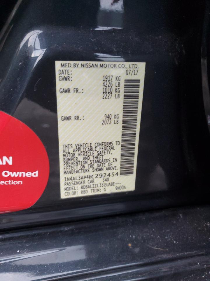 2017 Nissan Altima VIN 1N4AL3AP4HC292454 Copart auction photo, front end damage thumbnail 12