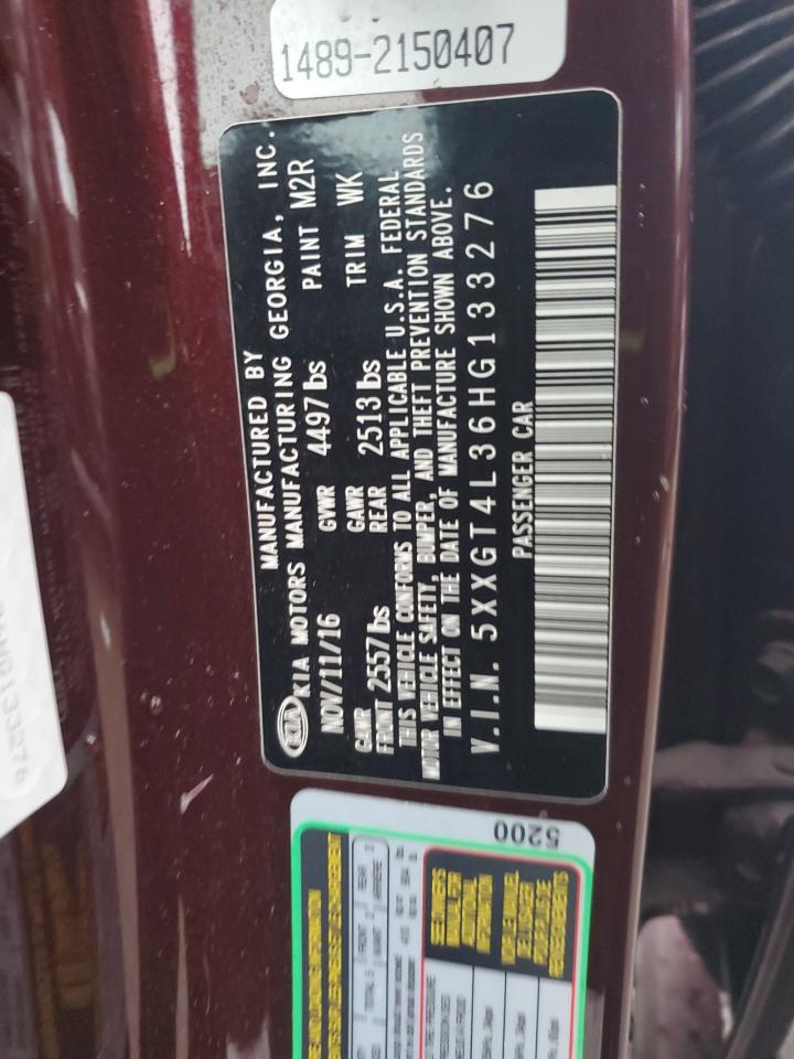 2017 KIA Optima VIN 5XXGT4L36HG133276 Copart auction photo, front end damage thumbnail 14