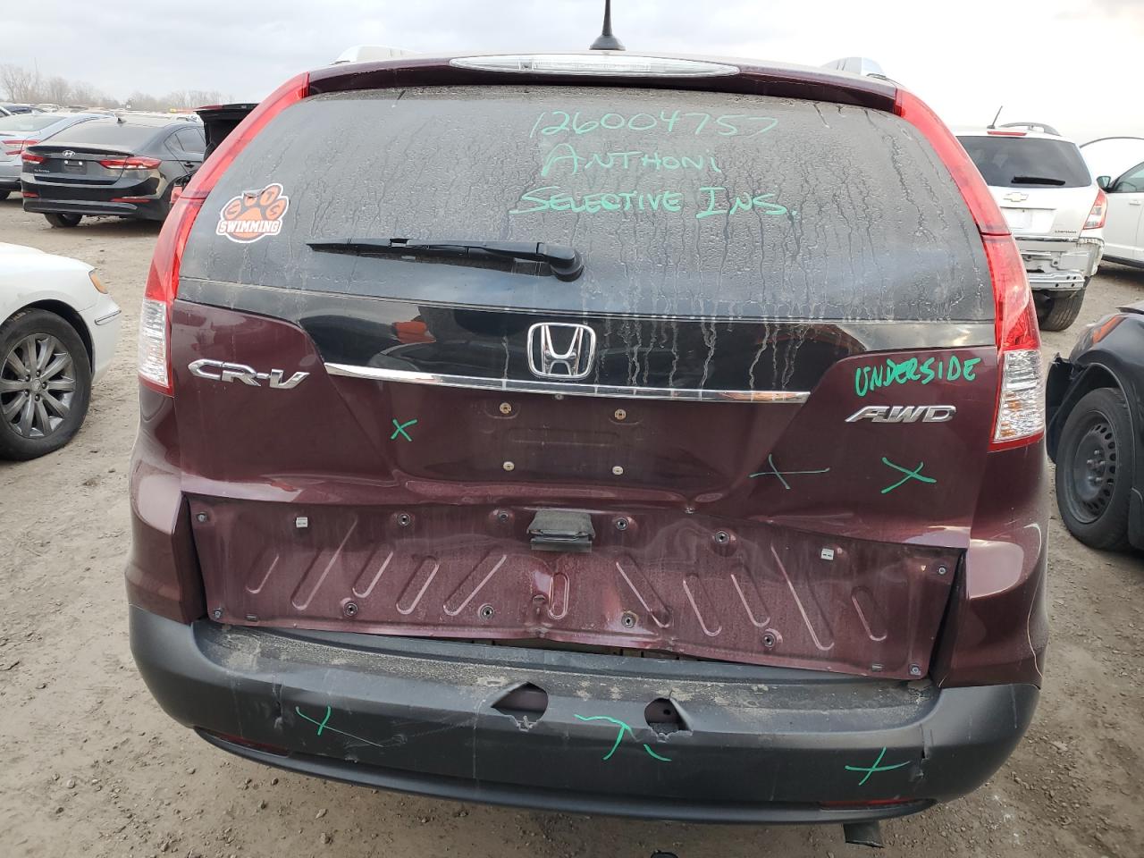 2014 Honda CR-V VIN 5J6RM4H72EL033070 Copart auction photo, rear end / front end damage thumbnail 6