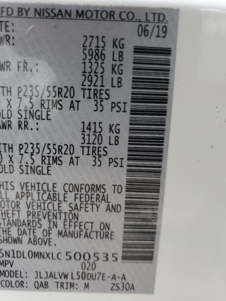 2020 Infiniti QX60 VIN 5N1DL0MNXLC500535 Copart auction photo, water/flood damage thumbnail 14