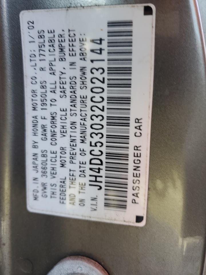 2002 Acura RSX VIN JH4DC53032C023144 Copart auction photo, front end damage thumbnail 15