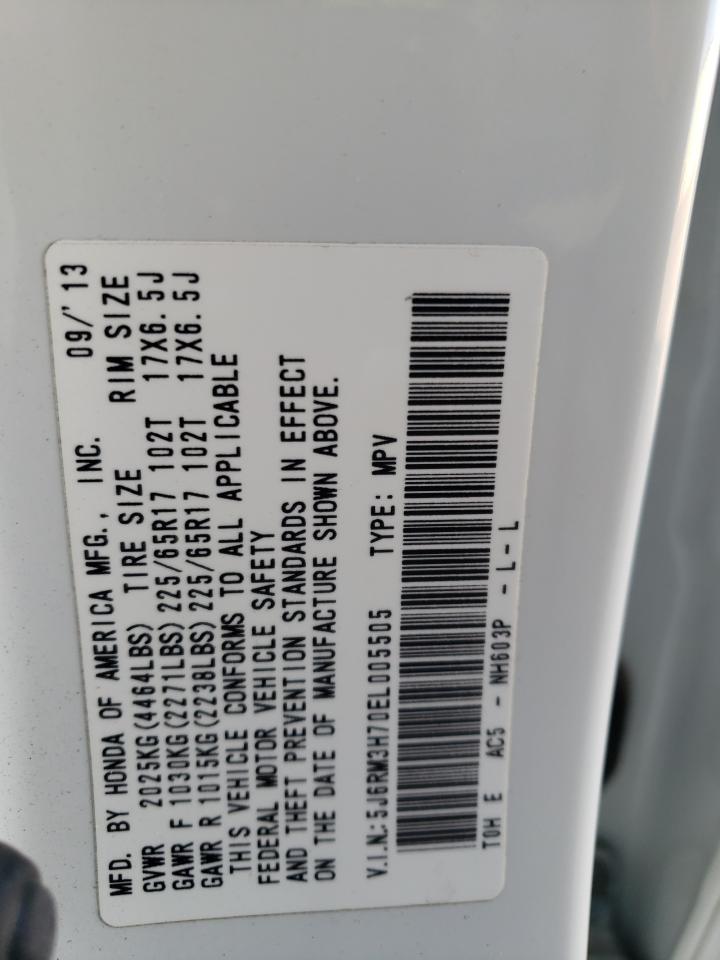 2014 Honda CR-V VIN 5J6RM3H70EL005505 Copart auction photo, side damage thumbnail 12
