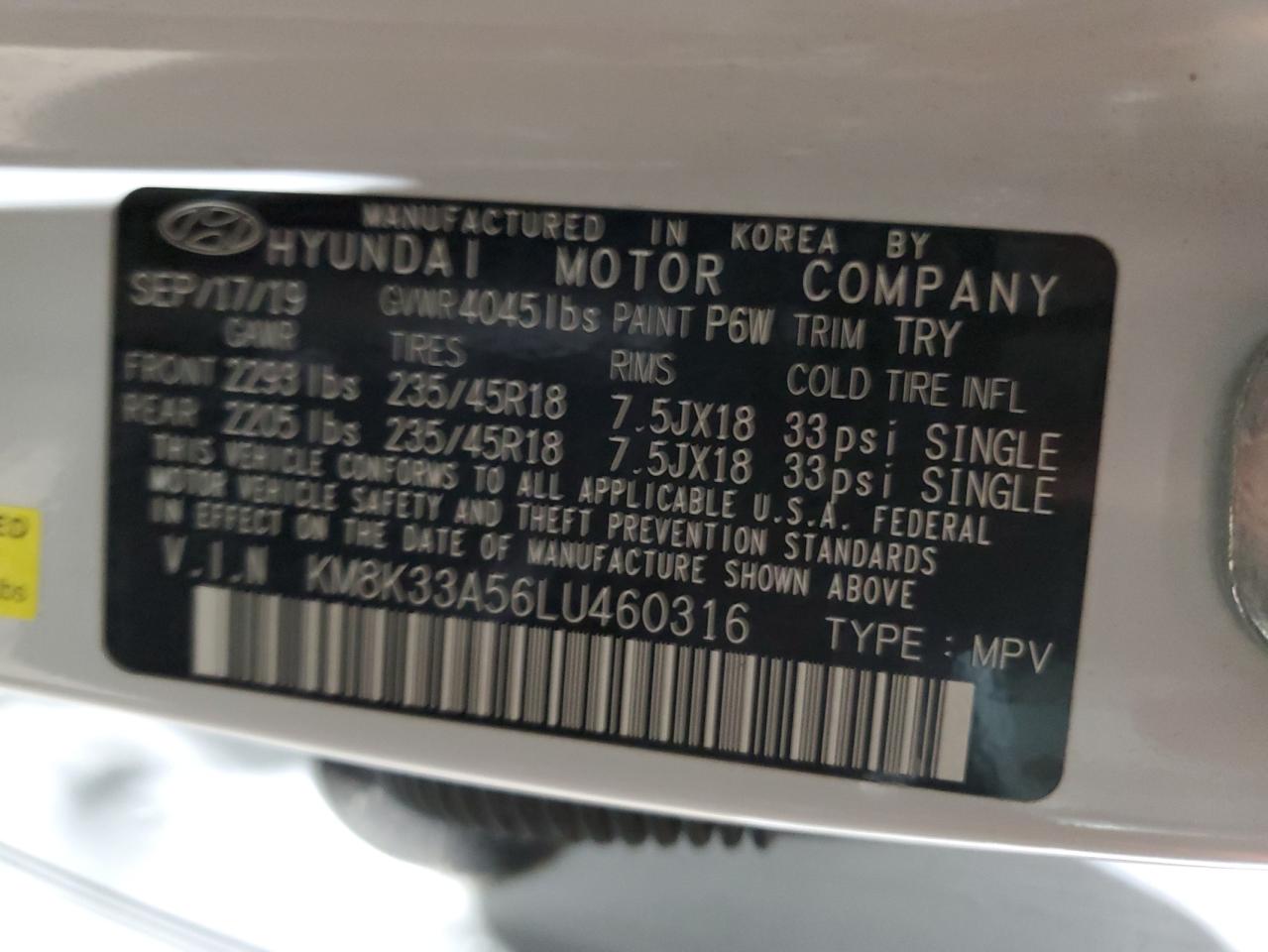 2020 Hyundai Kona VIN KM8K33A56LU460316 Copart auction photo, mechanical / minor dent/scratches damage thumbnail 13