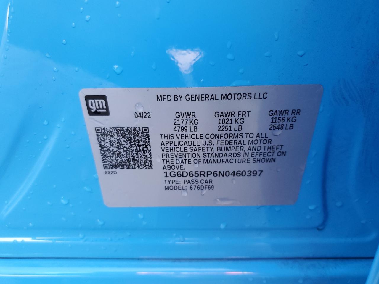 2022 Cadillac CT4-V VIN 1G6D65RP6N0460397 Copart auction photo, front end damage thumbnail 13