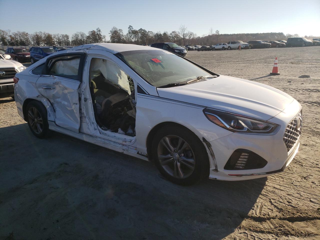 2019 Hyundai Sonata VIN 5NPE34AF9KH764877 Copart auction photo, side / top/roof damage thumbnail 4