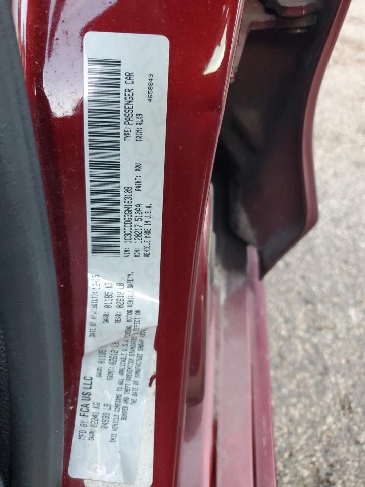 2016 Chrysler 200 VIN 1C3CCCDG3GN163109 Copart auction photo, front end / side damage thumbnail 14