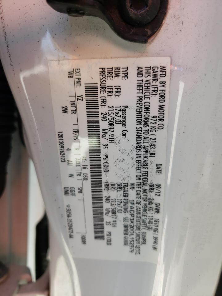 2013 Ford Focus VIN 1FADP3K20DL152979 Copart auction photo, rear end / front end damage thumbnail 15