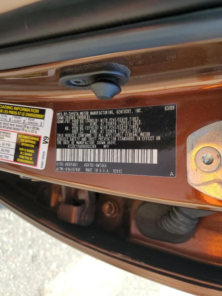 2009 Toyota Venza VIN 4T3ZE11A99U002389 Copart auction photo, front end / side damage thumbnail 13