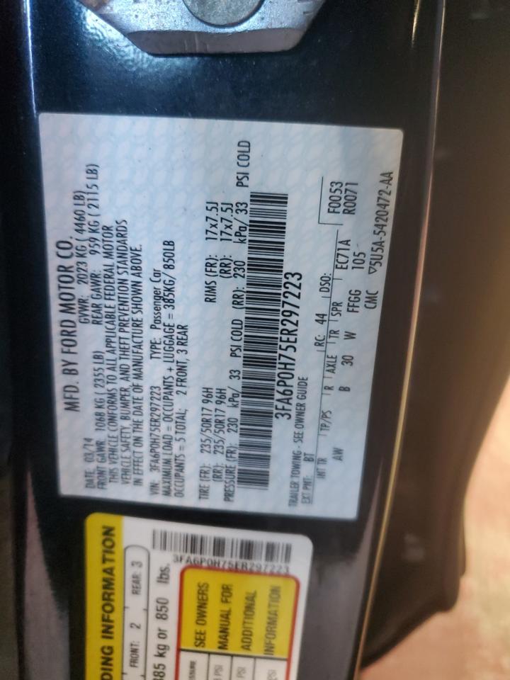 2014 Ford Fusion VIN 3FA6P0H75ER297223 Copart auction photo, front end damage thumbnail 13