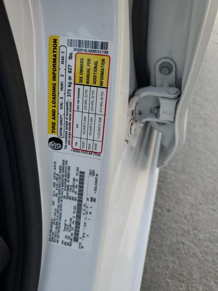 2014 Ford Fiesta VIN 3FADP4BJ6EM151199 Copart auction photo, front end damage thumbnail 13