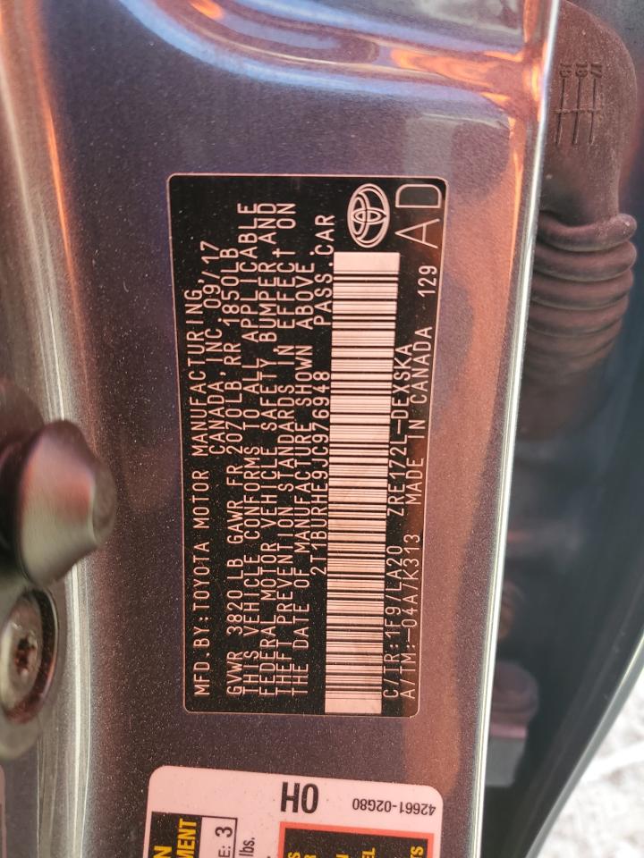 2018 Toyota Corolla VIN 2T1BURHE9JC976948 Copart auction photo, front end / minor dent/scratches damage thumbnail 13