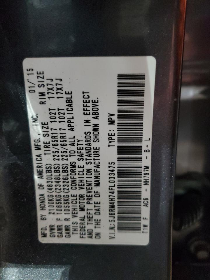 2015 Honda CR-V VIN 5J6RM4H74FL033475 Copart auction photo, front end / minor dent/scratches damage thumbnail 13