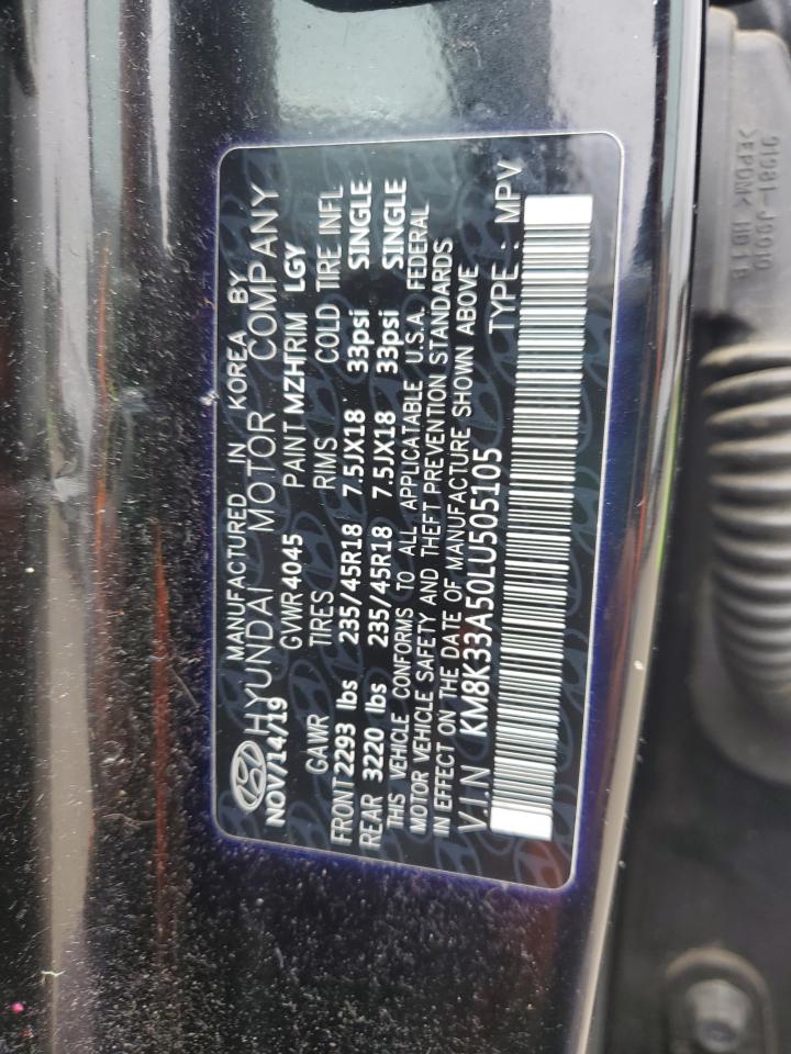 2020 Hyundai Kona VIN KM8K33A50LU505105 Copart auction photo, burn damage thumbnail 14