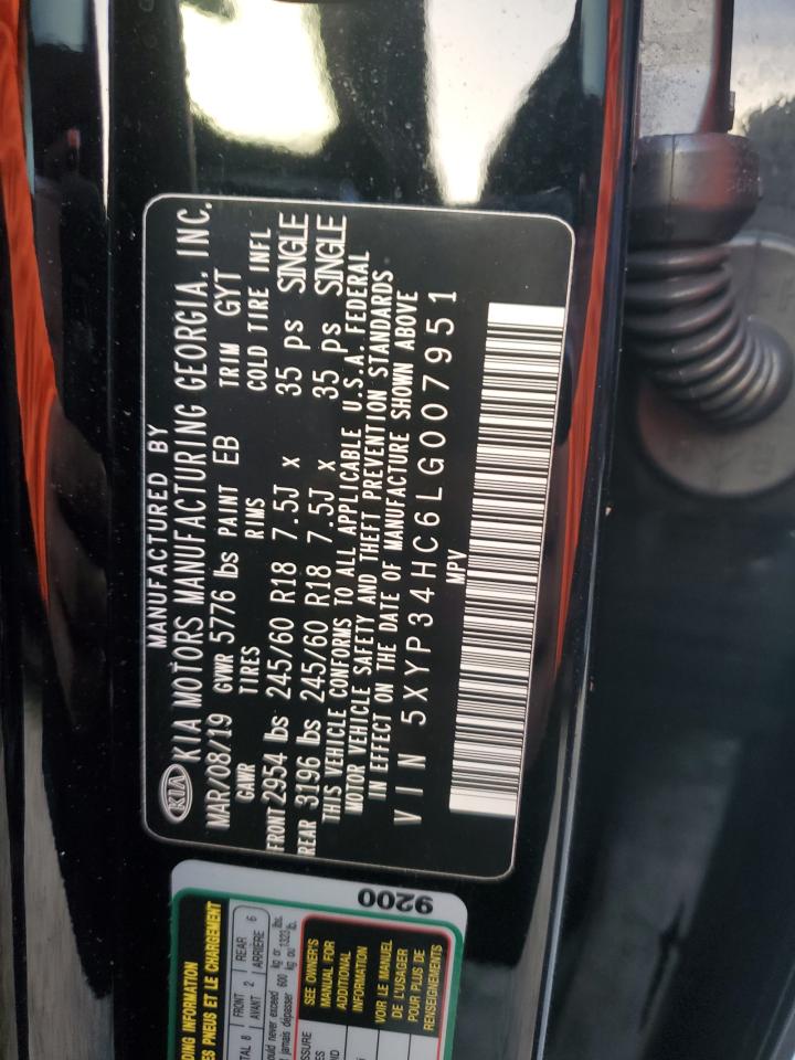 2020 KIA Telluride VIN 5XYP34HC6LG007951 Copart auction photo, water/flood damage thumbnail 14