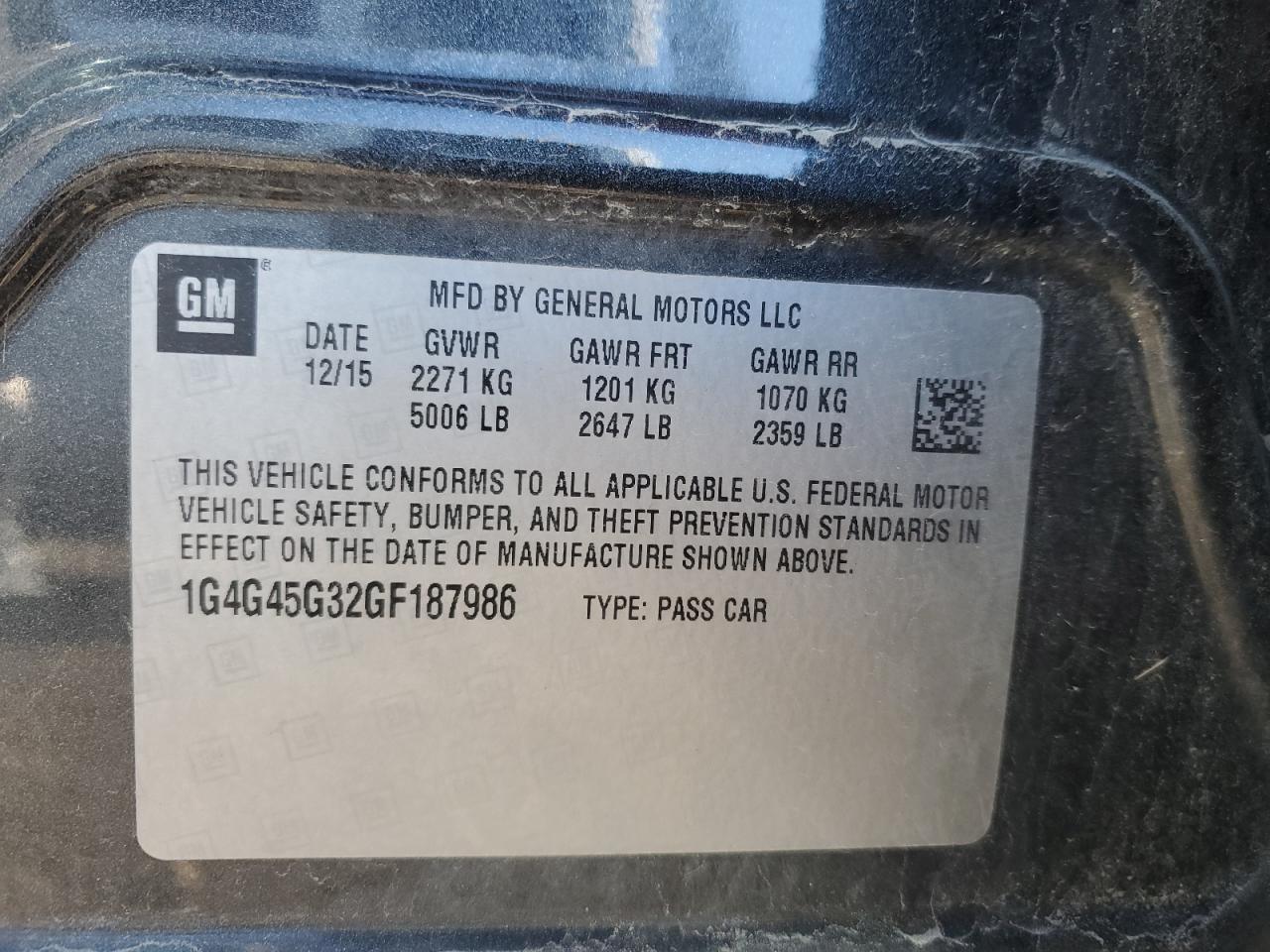 2016 Buick LaCrosse VIN 1G4G45G32GF187986 Copart auction photo, front end damage thumbnail 13