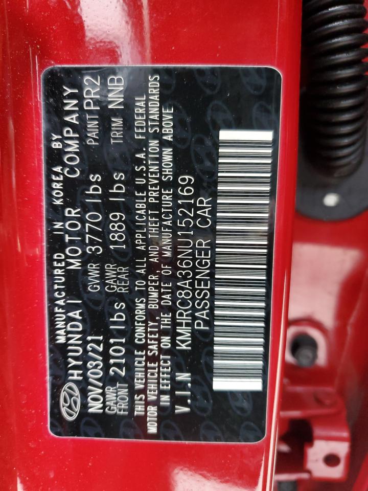 2022 Hyundai Venue VIN KMHRC8A36NU152169 Copart auction photo, front end damage thumbnail 13