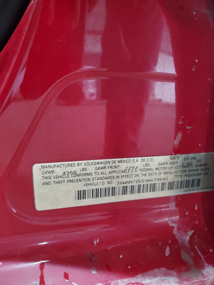 2009 Volkswagen Jetta VIN 3VWRM71K59M073540 Copart auction photo, side / rear end damage thumbnail 12