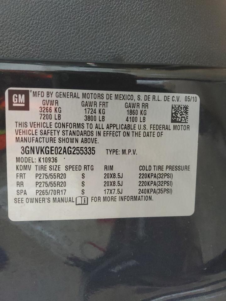 2010 Chevrolet Avalanche VIN 3GNVKGE02AG255335 Copart auction photo, side / front end damage thumbnail 12