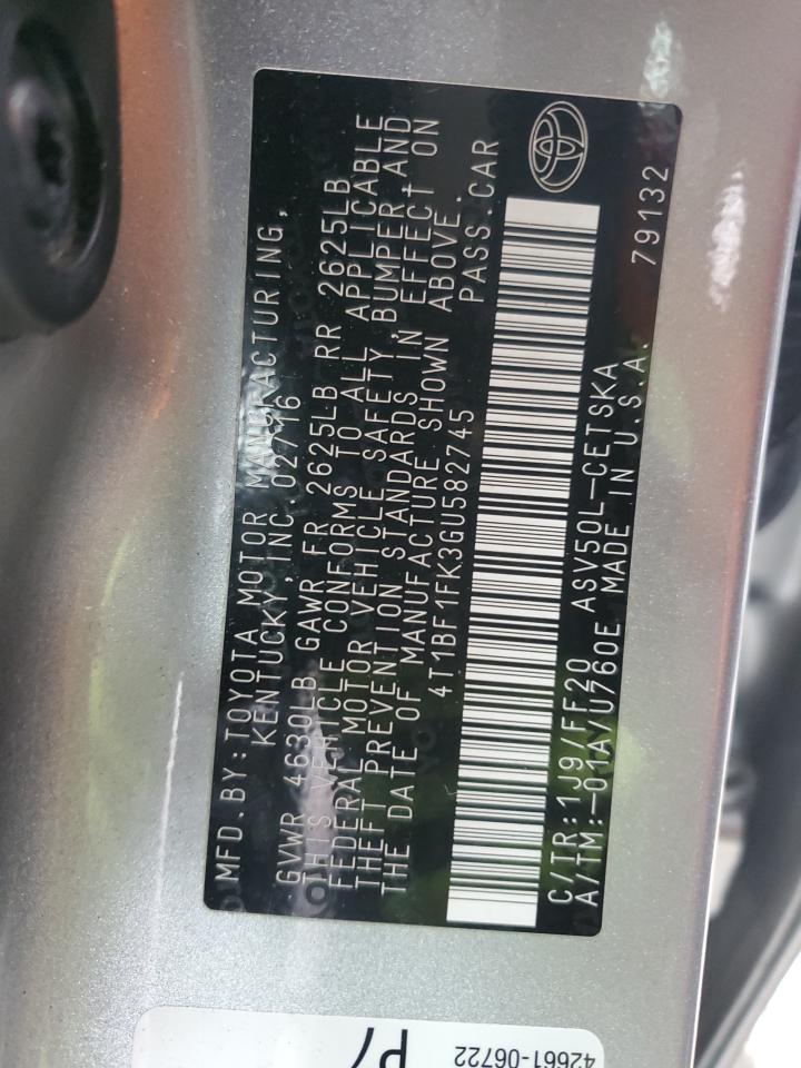 2016 Toyota Camry VIN 4T1BF1FK3GU582745 Copart auction photo, front end / minor dent/scratches damage thumbnail 13