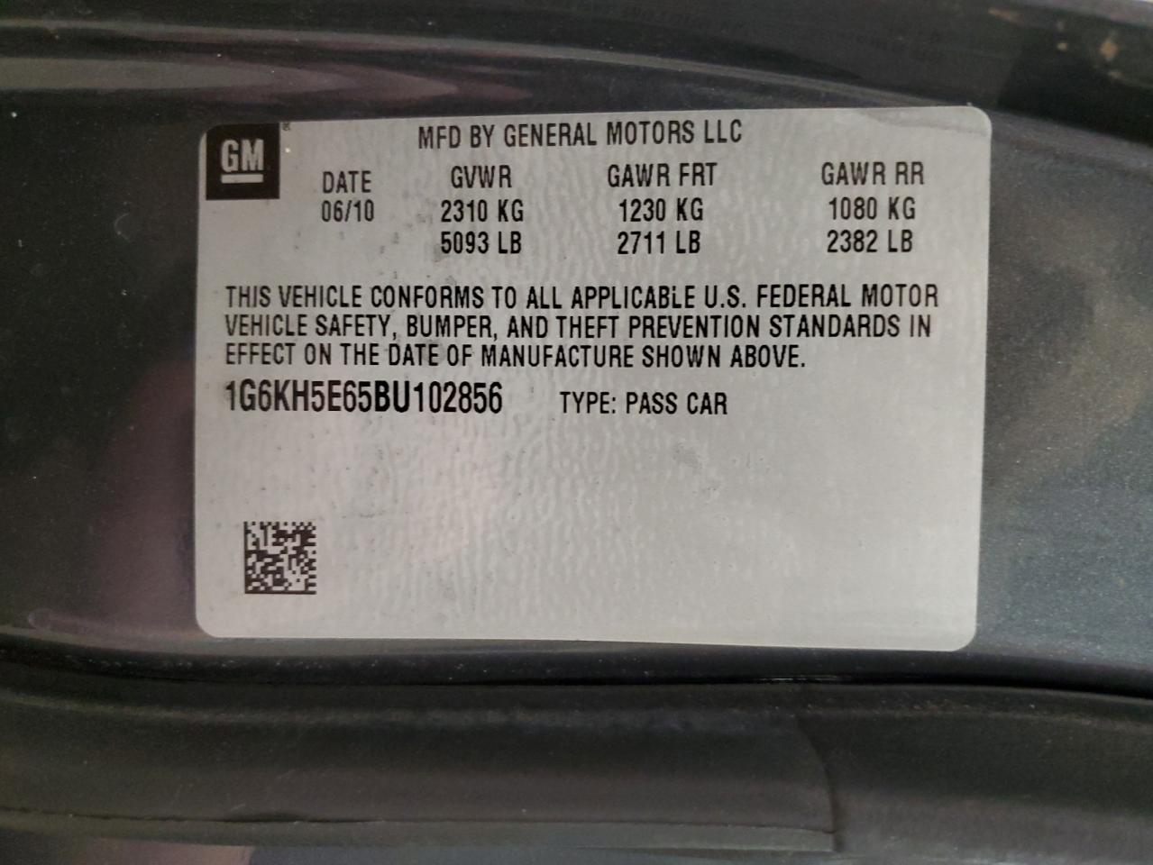 2011 Cadillac DTS VIN 1G6KH5E65BU102856 Copart auction photo, front end damage thumbnail 15