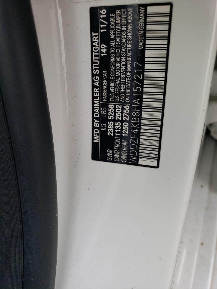 2017 Mercedes-Benz E-klasse VIN WDDZF4KB8HA157217 Copart auction photo, rear end / minor dent/scratches damage thumbnail 12