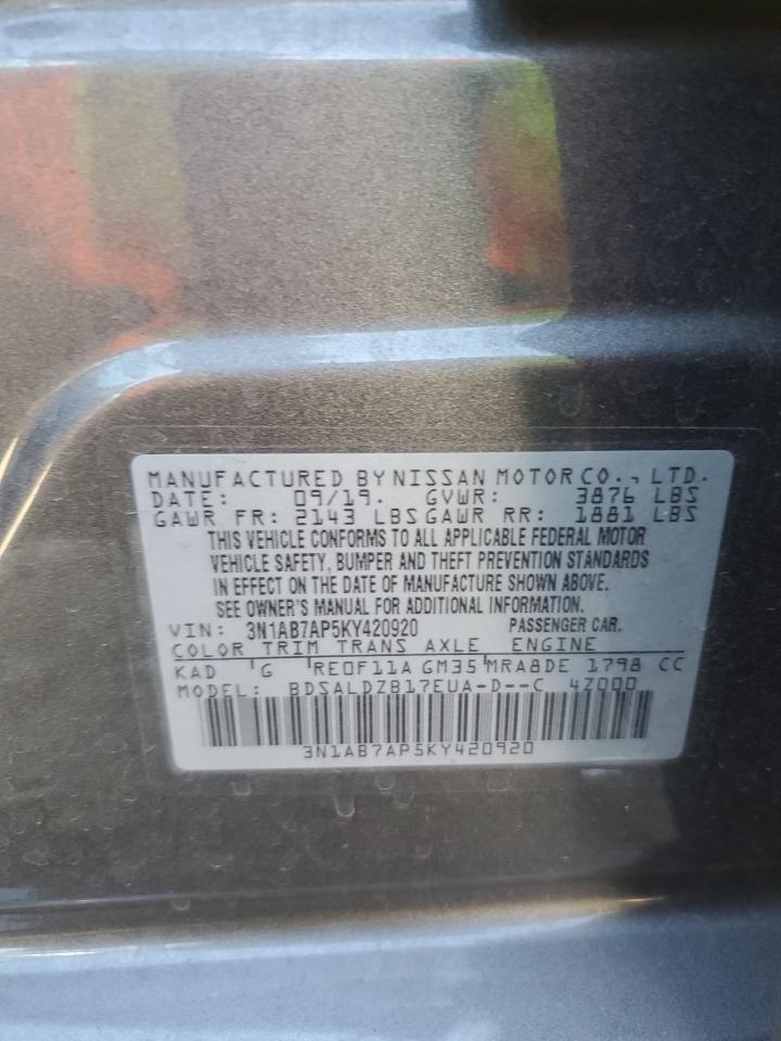 2019 Nissan Sentra VIN 3N1AB7AP5KY420920 Copart auction photo, side damage thumbnail 14