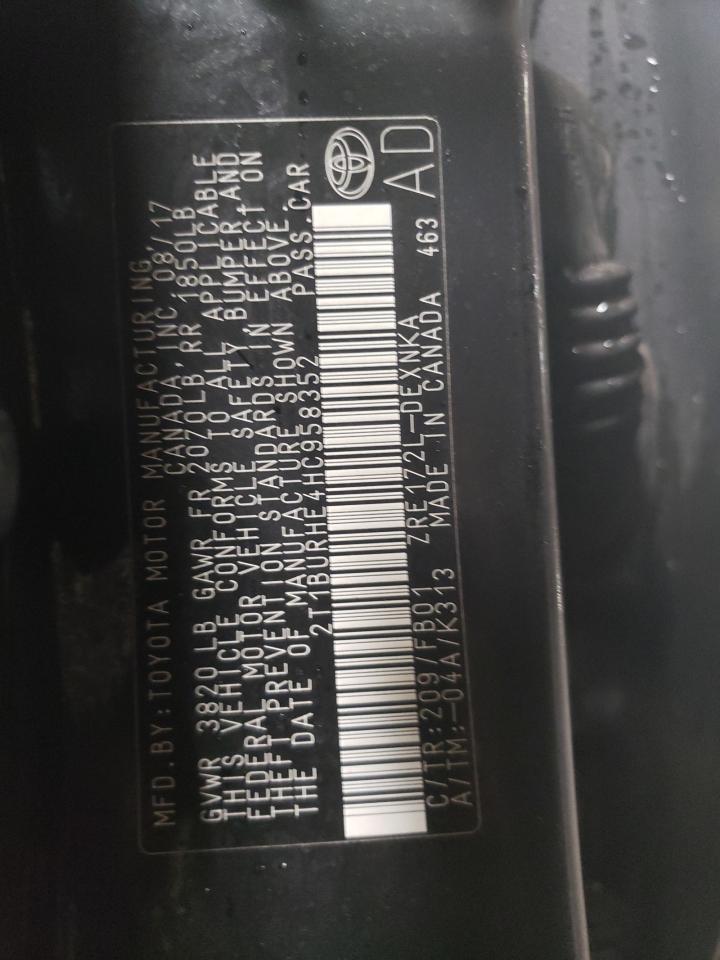 2017 Toyota Corolla VIN 2T1BURHE4HC958352 Copart auction photo, all over damage thumbnail 12