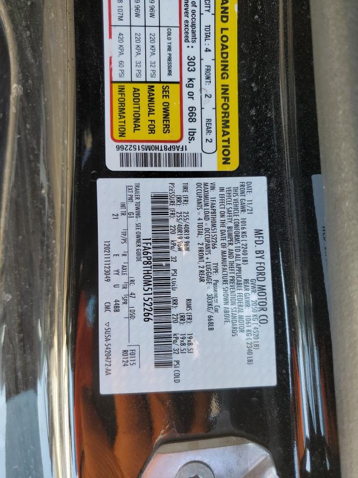 2021 Ford Mustang VIN 1FA6P8TH0M5152266 Copart auction photo, all over damage thumbnail 14